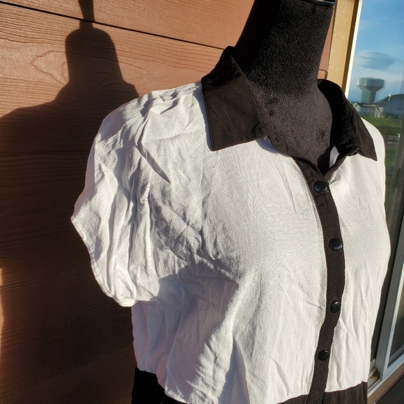 Cato Black and White Colorblock Button Down Blouse Women's Size XL NWOT - Picture 4 of 11